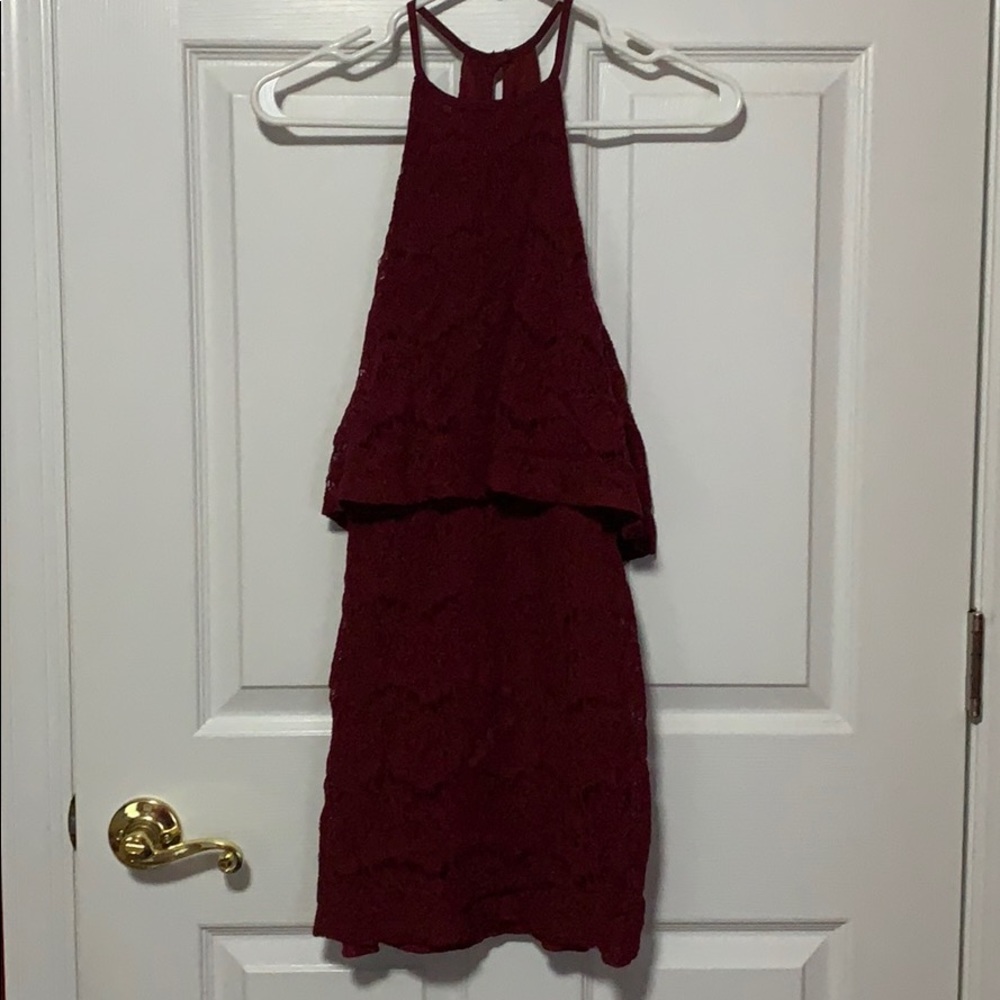 High neck lace dress